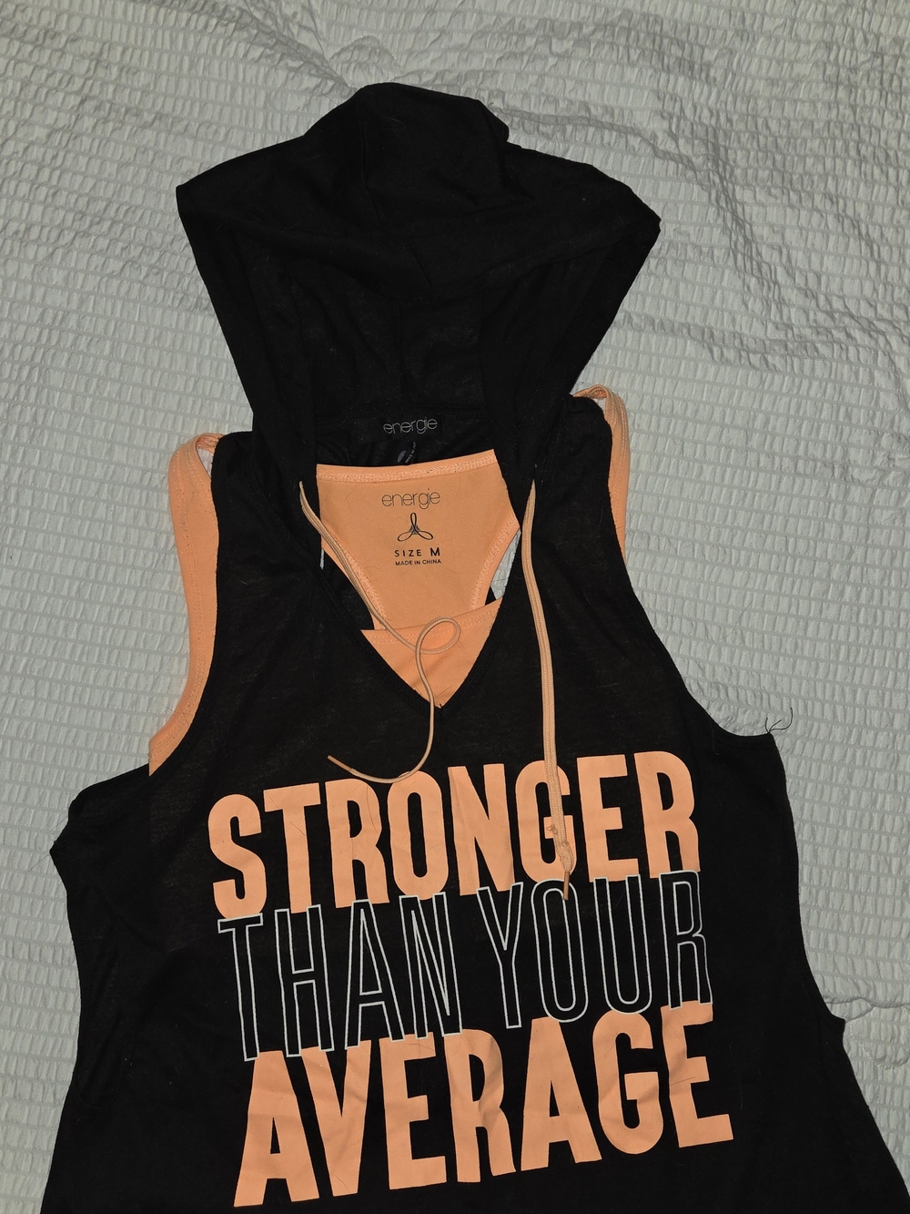 energie Women's Black & Coral Hooded Tank - Stronger Than Your Average